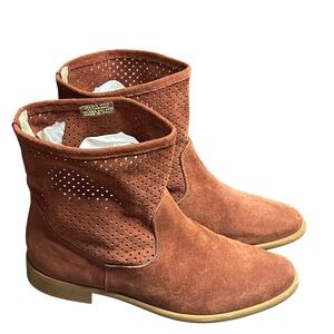 Sundance Suede ‎ Perforated Ankle Boots Made in Italy Rust Brown   39
